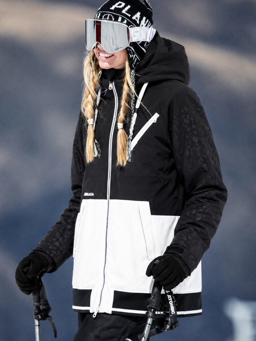 Armada Leopard Ski Snowboard Jacket 10K Waterproof Black White Hooded Large